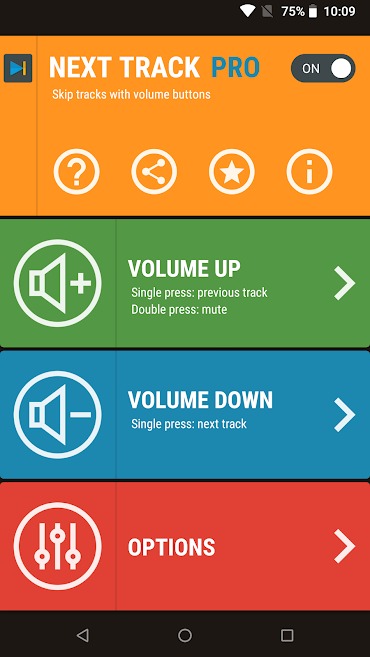 Next Track Skip tracks with volume buttons
