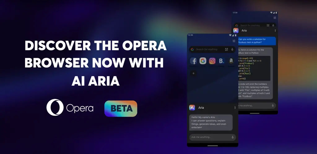 Opera browser beta with AI-1