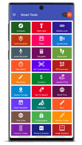 Smart Tools Kompas, rekenmachine, liniaal, streepjescode