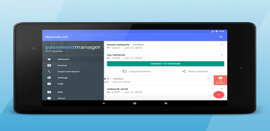 Wi Fi password manager