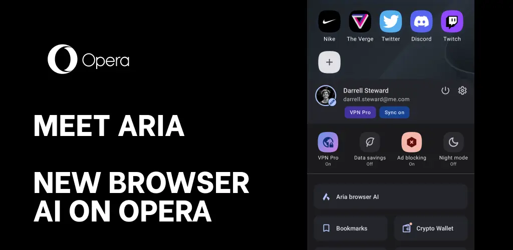 AI Mod-1'e sahip Opera tarayıcı