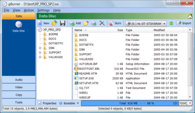 Versão completa final do gBurner Pro + portátil (x86/x64) 2