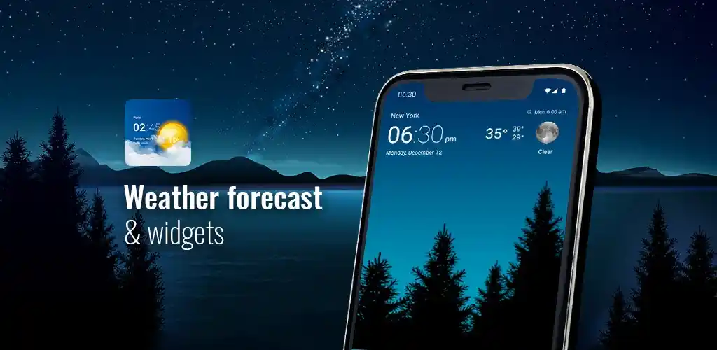 Transparent clock and weather 1