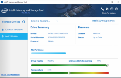 Download completo gratuito dello strumento di memoria e archiviazione Intel 1