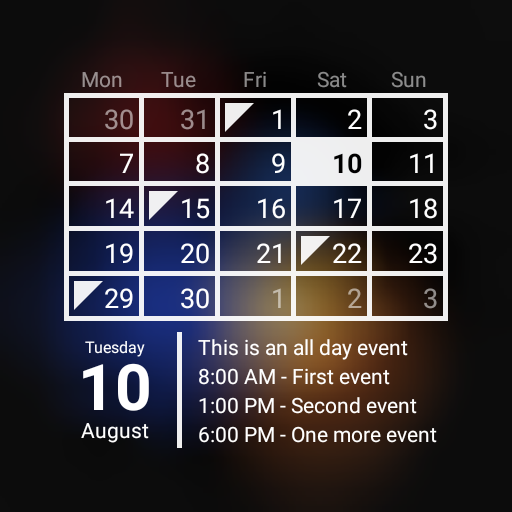 agenda mensile del widget del calendario
