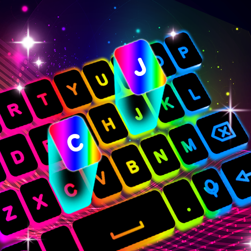 teclado neon led rgb emoji