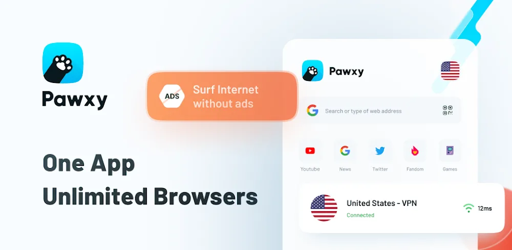 pawxy быстрый веб-браузер VPN 1
