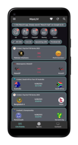 MaxLIV – Live TV & Sports MOD APK (Iklan Dihapus, Dioptimalkan) 1